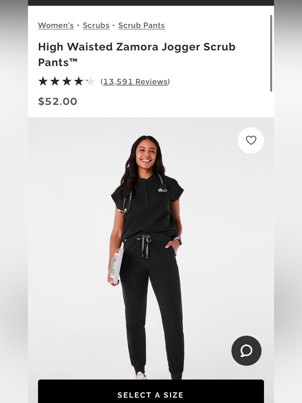 Figs Black Zamora Jogger Scrub Pants- Size M/PETITE Perfect Condition